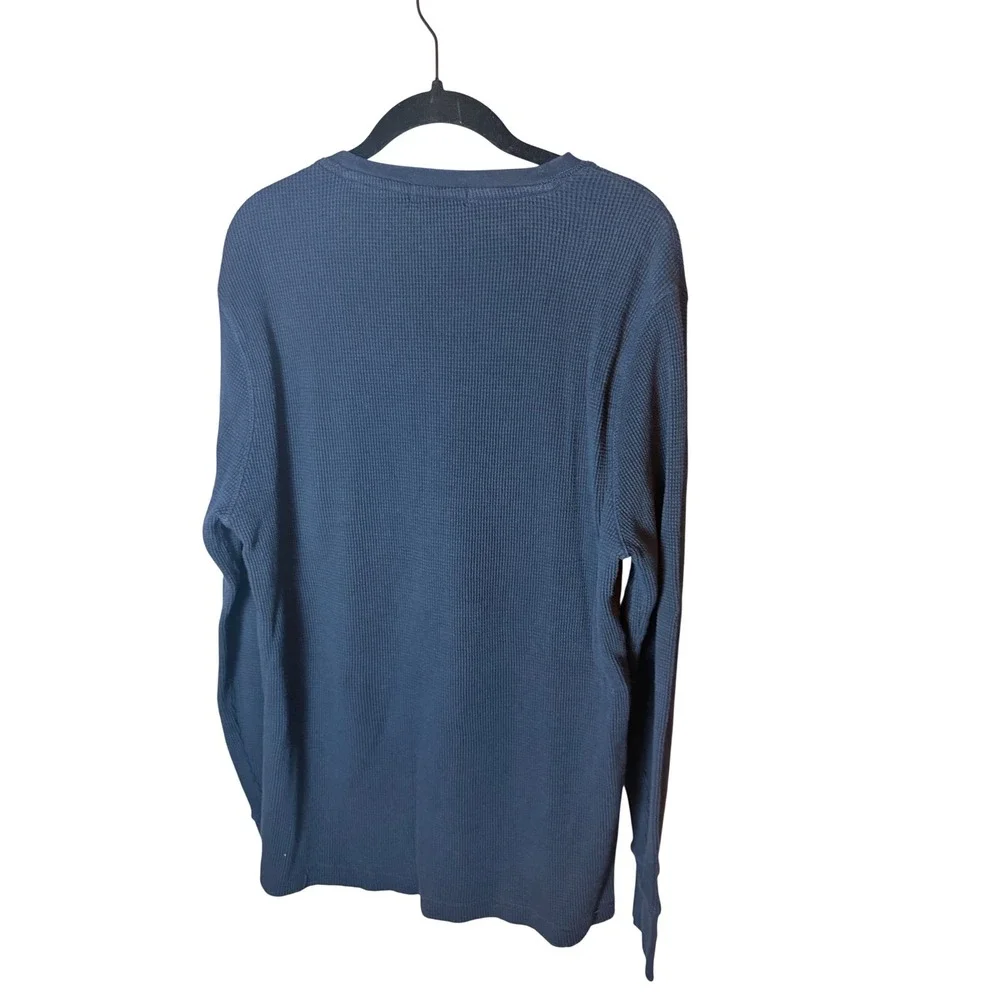 Polo Ralph Lauren Mens‎ XL Navy Blue Waffle Knit Thermal Long Sleeve Crewneck